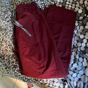 FIGS BURGUNDY LIVINGSTON BASIC SCRUB PANTS